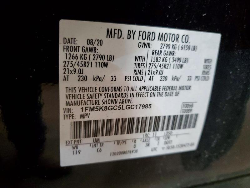 Photo 14 from auction – 2020 FORD EXPLORER with VIN 1FM5K8GC5LGC17985