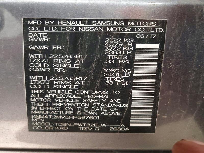 Photo 14 from auction – 2017 NISSAN ROGUE S with VIN KNMAT2MV5HP597601
