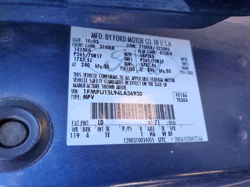 Photo 14 from auction – 2004 FORD EXPEDITION with VIN 1FMPU15L94LA36930
