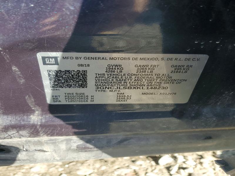 Photo 14 from auction – 2019 CHEVROLET TRAX with VIN 3GNCJLSBXKL148230