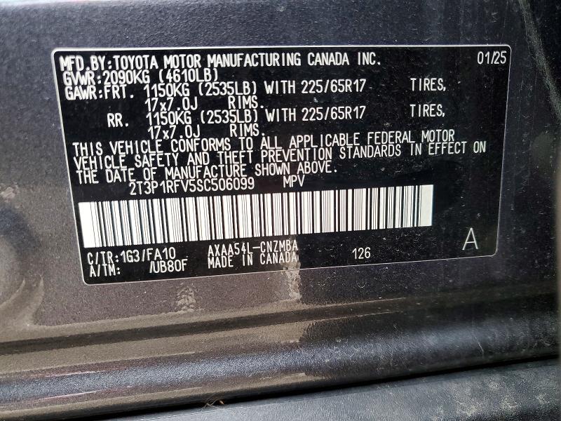Photo 14 from auction – 2025 TOYOTA RAV4 with VIN 2T3P1RFV5SC506099