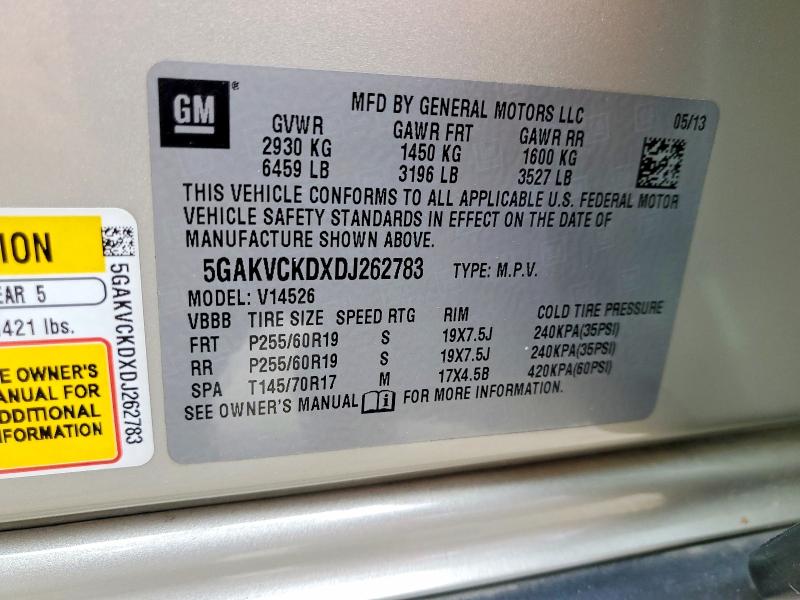 Photo 14 from auction – 2013 BUICK ENCLAVE with VIN 5GAKVCKDXDJ262783