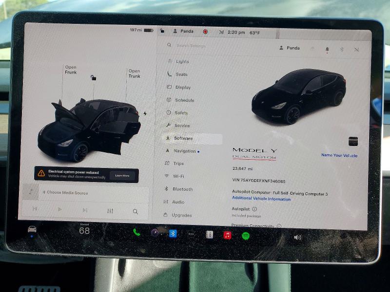 Photo 9 from auction – 2022 TESLA MODEL Y with VIN 7SAYGDEFXNF346085