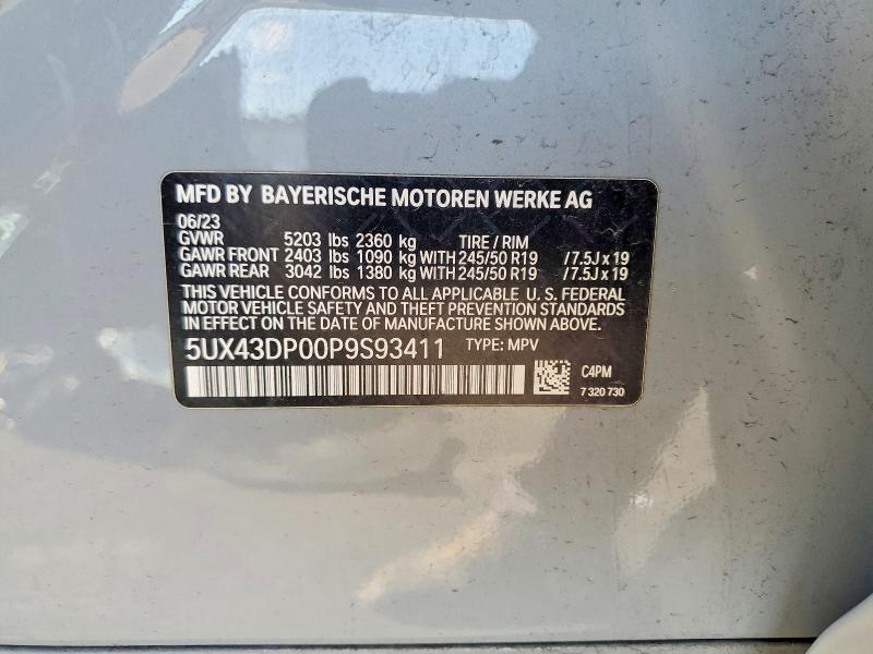 Photo 14 from auction – 2023 BMW X3 with VIN 5UX43DP00P9S93411