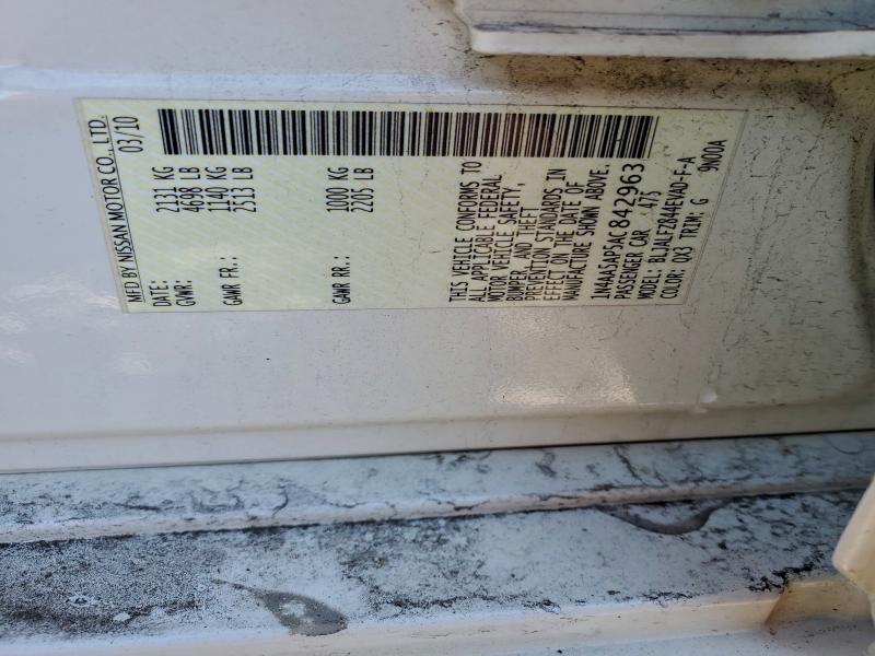Photo 14 from auction – 2010 NISSAN MAXIMA S with VIN 1N4AA5AP5AC842963