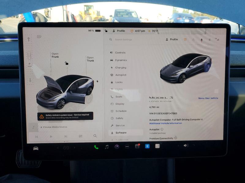 Photo 9 from auction – 2025 TESLA MODEL 3 with VIN 5YJ3E1EA5SF047003
