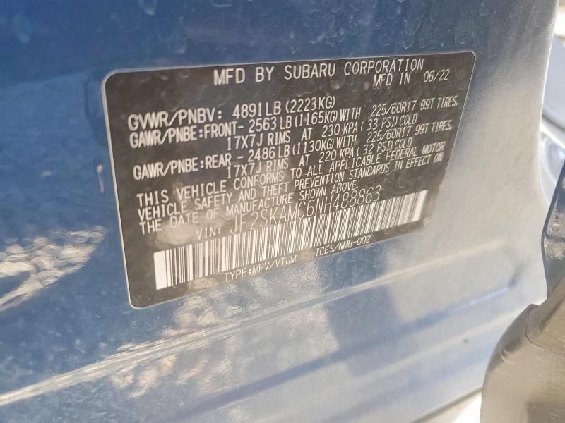 Photo 14 from auction – 2022 SUBARU FORESTER W with VIN JF2SKAMC6NH488863