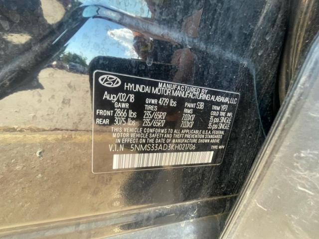 Photo 10 from auction – 2019 HYUNDAI SANTA FE S with VIN 5NMS33AD3KH021706
