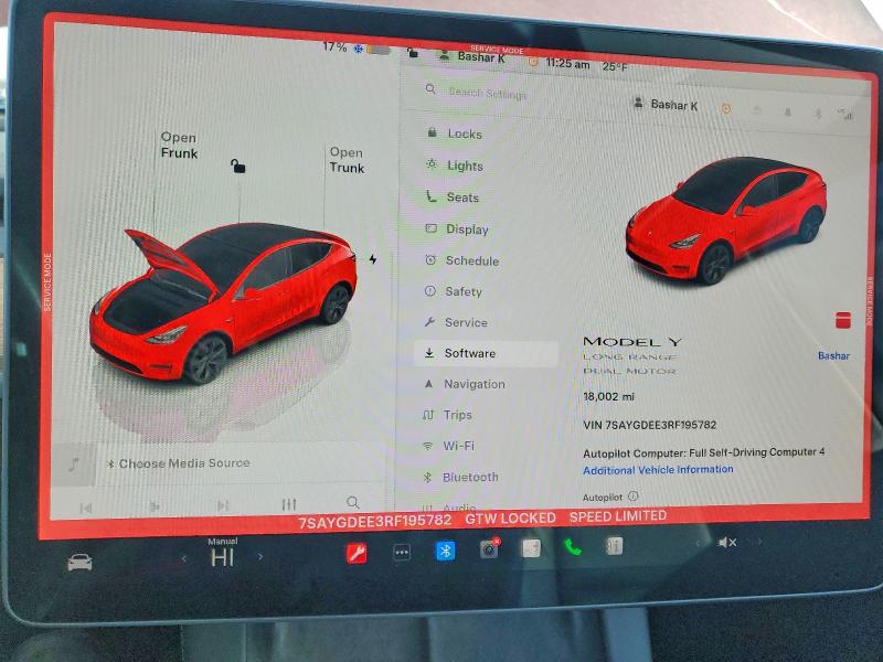Photo 9 from auction – 2024 TESLA MODEL Y with VIN 7SAYGDEE3RF195782