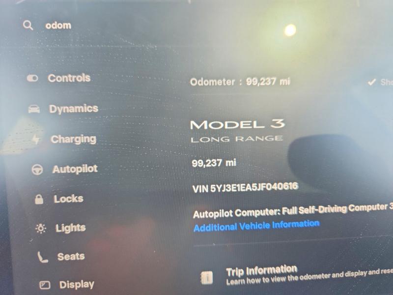 Photo 9 from auction – 2018 TESLA MODEL 3 with VIN 5YJ3E1EA5JF040616