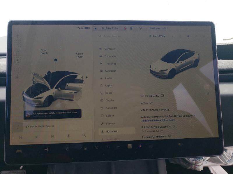 Photo 9 from auction – 2024 TESLA MODEL 3 with VIN 5YJ3E1EA3RF740436
