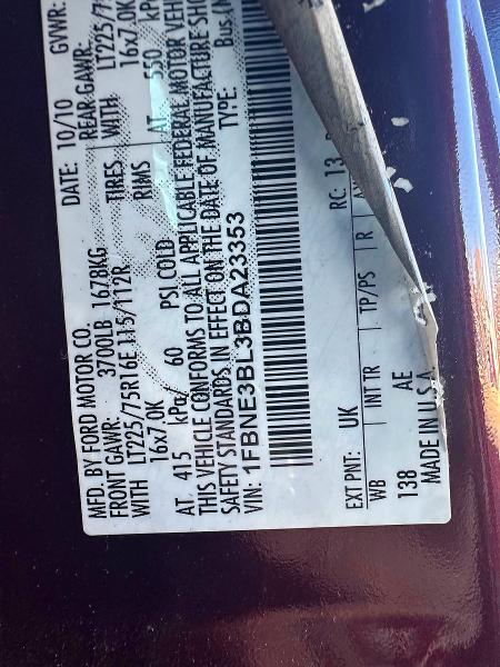 Photo 10 from auction – 2011 FORD ECONOLINE with VIN 1FBNE3BL3BDA23353