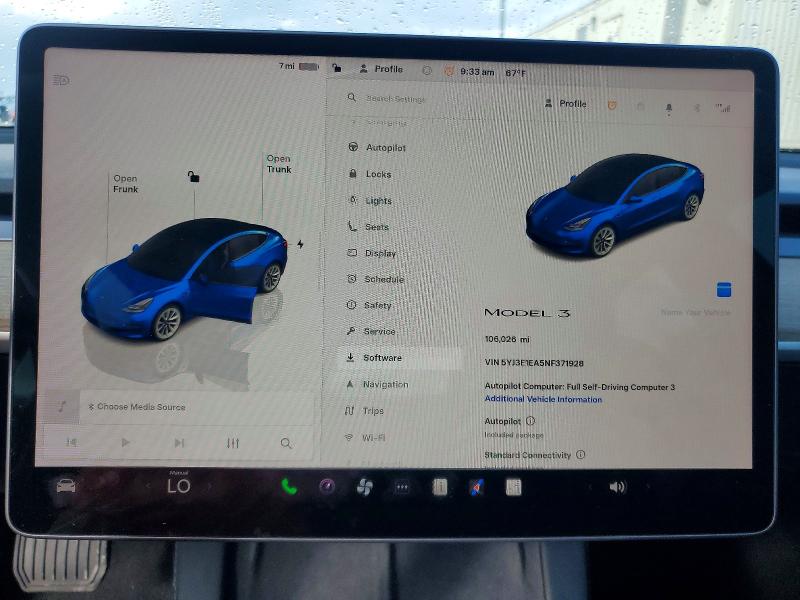 Photo 9 from auction – 2022 TESLA MODEL 3 with VIN 5YJ3E1EA5NF371928