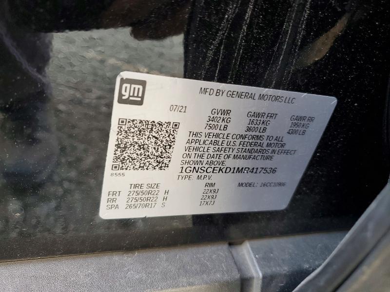 Photo 14 from auction – 2021 CHEVROLET SUBURBAN with VIN 1GNSCEKD1MR417536