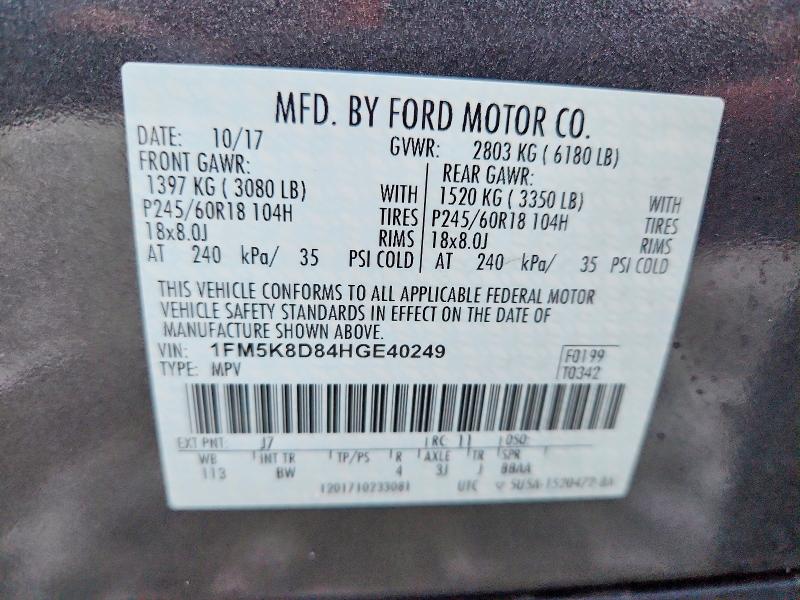 Photo 14 from auction – 2017 FORD EXPLORER X with VIN 1FM5K8D84HGE40249