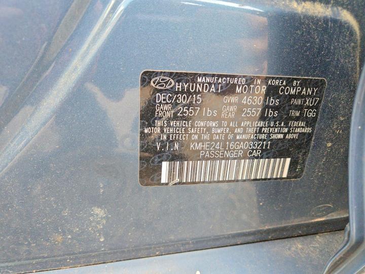 Photo 10 from auction – 2016 HYUNDAI SONATA with VIN KMHE24L16GA033211