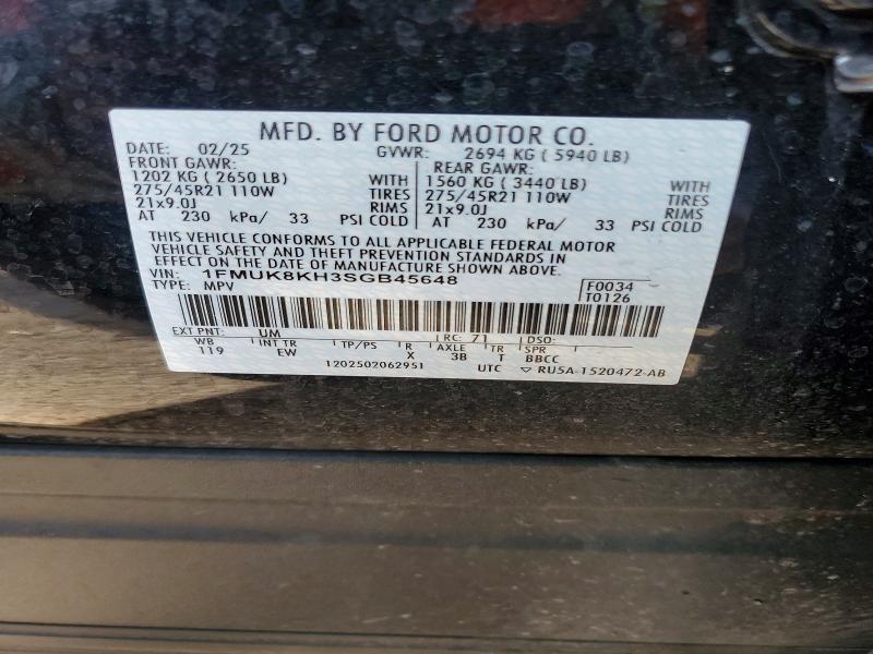 Foto 14 de la subasta – 2025 FORD EXPLORER con VIN 1FMUK8KH3SGB45648