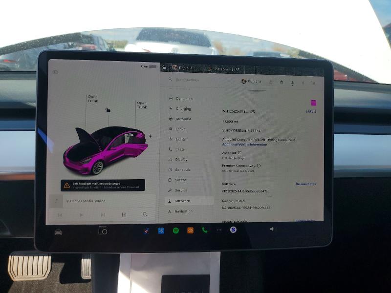 Photo 9 from auction – 2022 TESLA MODEL 3 with VIN 5YJ3E1EA0NF153542