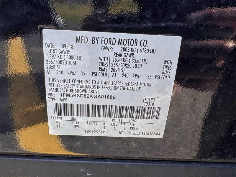 Photo 10 from auction – 2019 FORD EXPLORER X with VIN 1FM5K8D82KGA01686