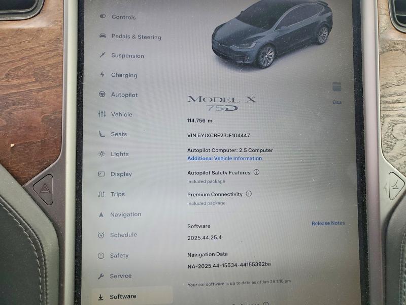 Photo 9 from auction – 2018 TESLA MODEL X with VIN 5YJXCBE23JF104447