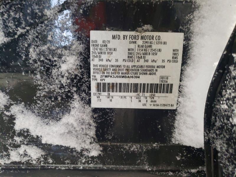 Photo 14 from auction – 2021 FORD EDGE with VIN 2FMPK3J9XMBA06394