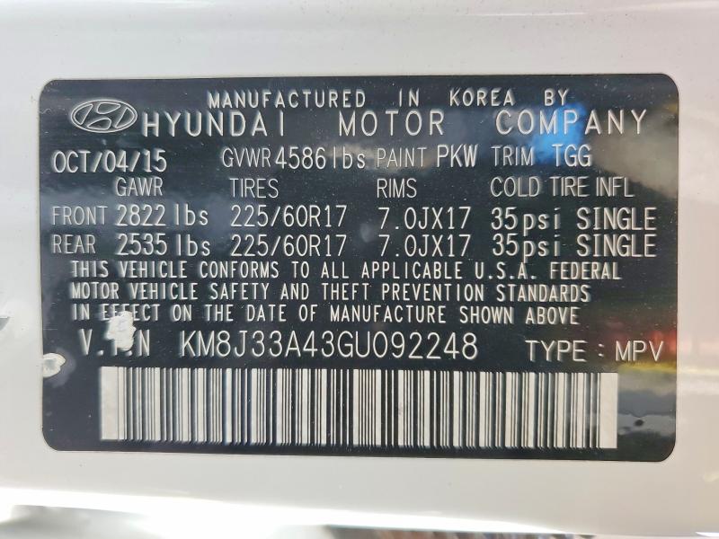 Photo 14 from auction – 2016 HYUNDAI TUCSON with VIN KM8J33A43GU092248