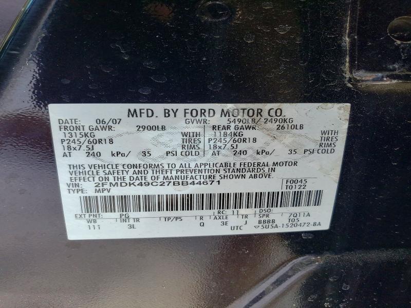 Photo 14 from auction – 2007 FORD EDGE SEL P with VIN 2FMDK49C27BB44671