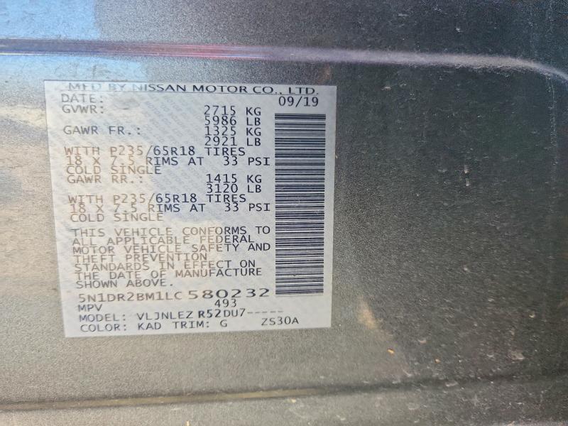 Photo 14 from auction – 2020 NISSAN PATHFINDER with VIN 5N1DR2BM1LC580232