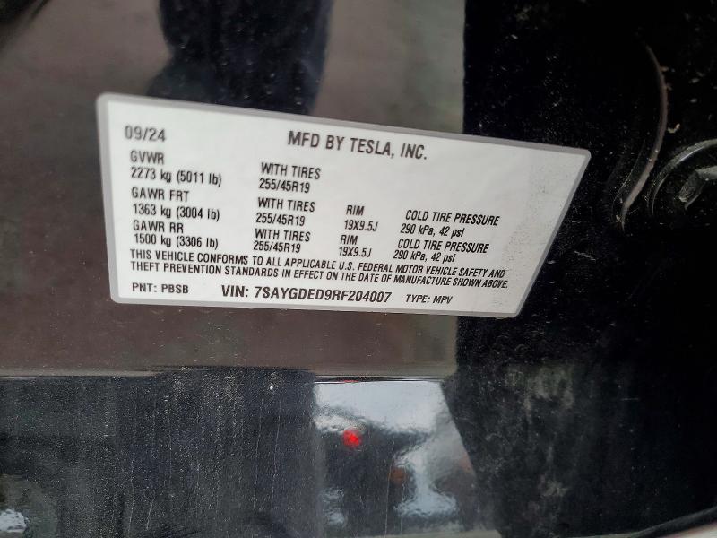 Photo 14 from auction – 2024 TESLA MODEL Y with VIN 7SAYGDED9RF204007
