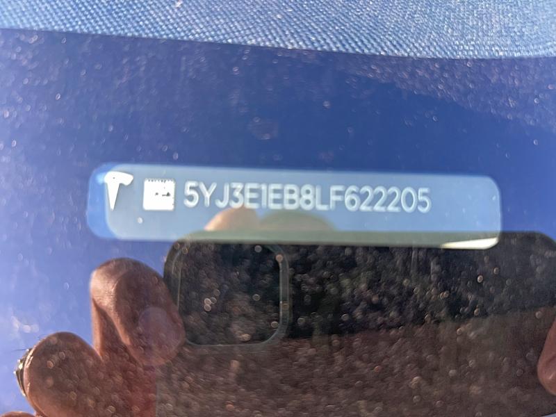 Photo 10 from auction – 2020 TESLA MODEL 3 with VIN 5YJ3E1EB8LF622205