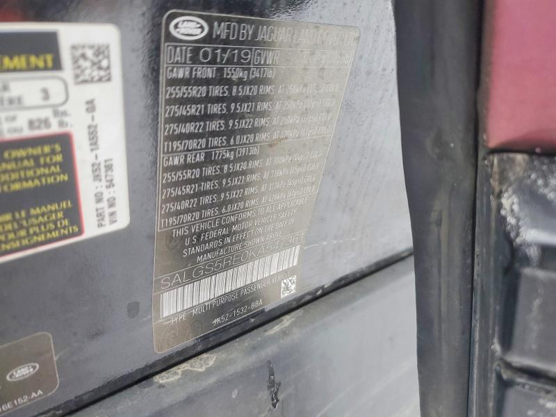 Photo 14 from auction – 2019 LAND ROVER RANGE ROVE with VIN SALGS5RE0KA547361