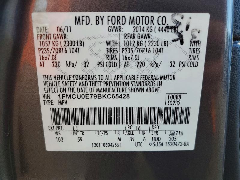Photo 14 from auction – 2011 FORD ESCAPE with VIN 1FMCU0E79BKC65428