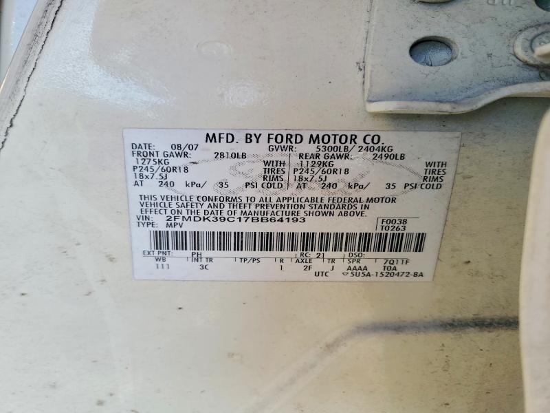 Photo 14 from auction – 2007 FORD EDGE with VIN 2FMDK39C17BB64193