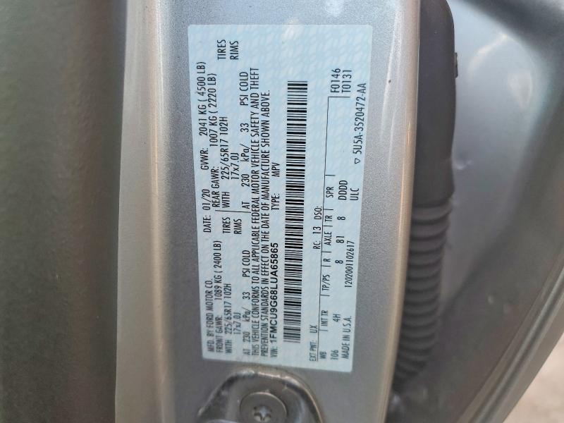 Photo 14 from auction – 2020 FORD ESCAPE SE with VIN 1FMCU9G68LUA65865