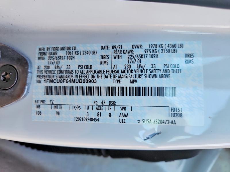 Photo 14 from auction – 2021 FORD ESCAPE S with VIN 1FMCU0F64MUB00903