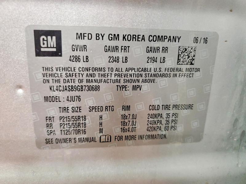 Photo 14 from auction – 2016 BUICK ENCORE with VIN KL4CJASB9GB730688