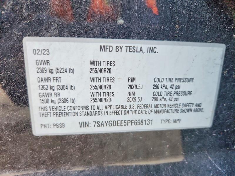 Photo 14 from auction – 2023 TESLA MODEL Y with VIN 7SAYGDEE5PF698131