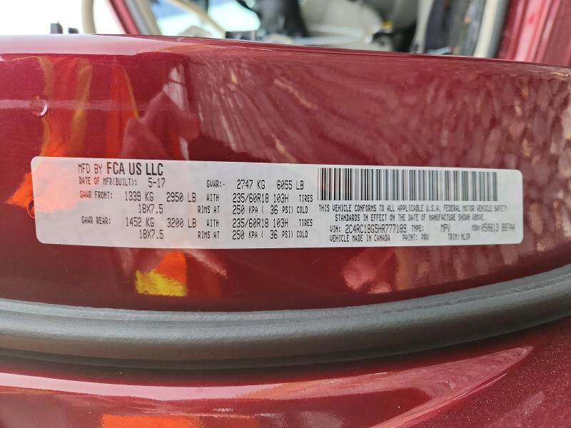 Photo 14 from auction – 2017 CHRYSLER PACIFICA T with VIN 2C4RC1BG5HR777189
