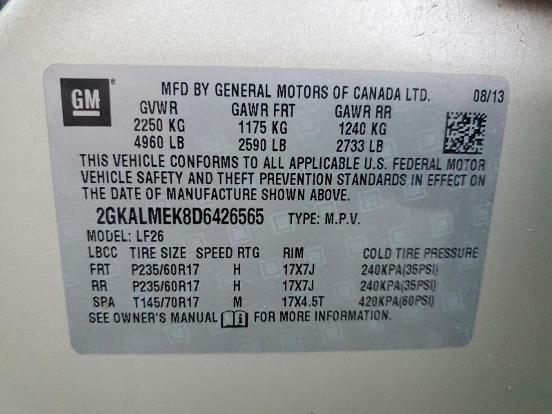 Photo 14 from auction – 2013 GMC TERRAIN SL with VIN 2GKALMEK8D6426565