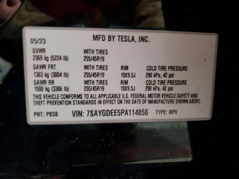Photo 14 from auction – 2023 TESLA MODEL Y with VIN 7SAYGDEE5PA114856