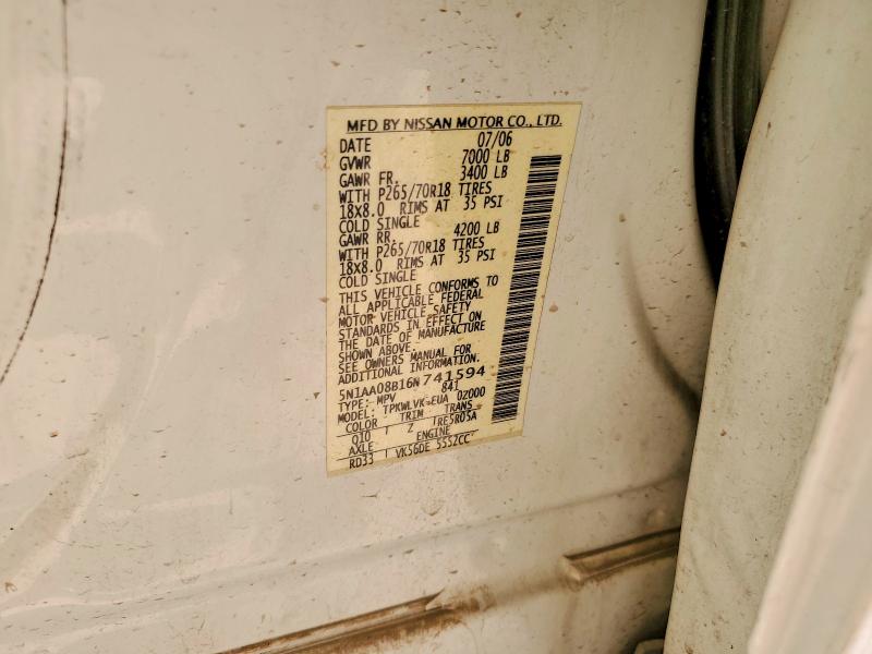 Photo 14 from auction – 2006 NISSAN ARMADA with VIN 5N1AA08B16N741594
