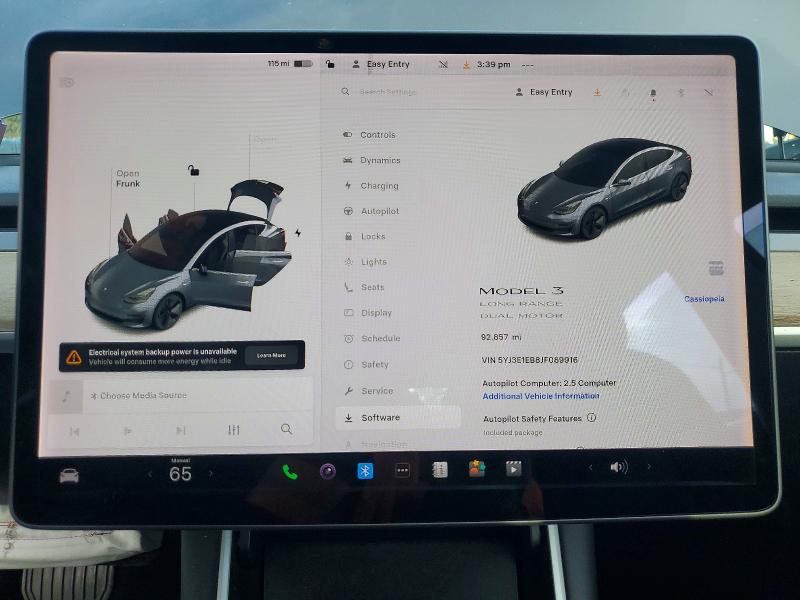 Photo 9 from auction – 2018 TESLA MODEL 3 with VIN 5YJ3E1EB8JF089916