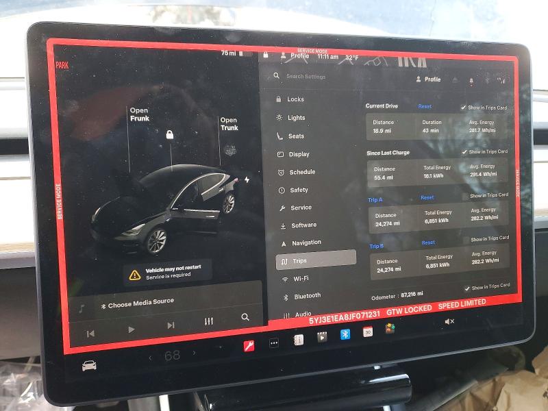 Photo 9 from auction – 2018 TESLA MODEL 3 with VIN 5YJ3E1EA8JF071231