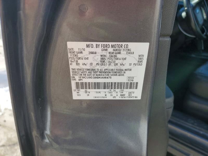 Photo 14 from auction – 2011 FORD ESCAPE LIM with VIN 1FMCU9EG9BKA98475