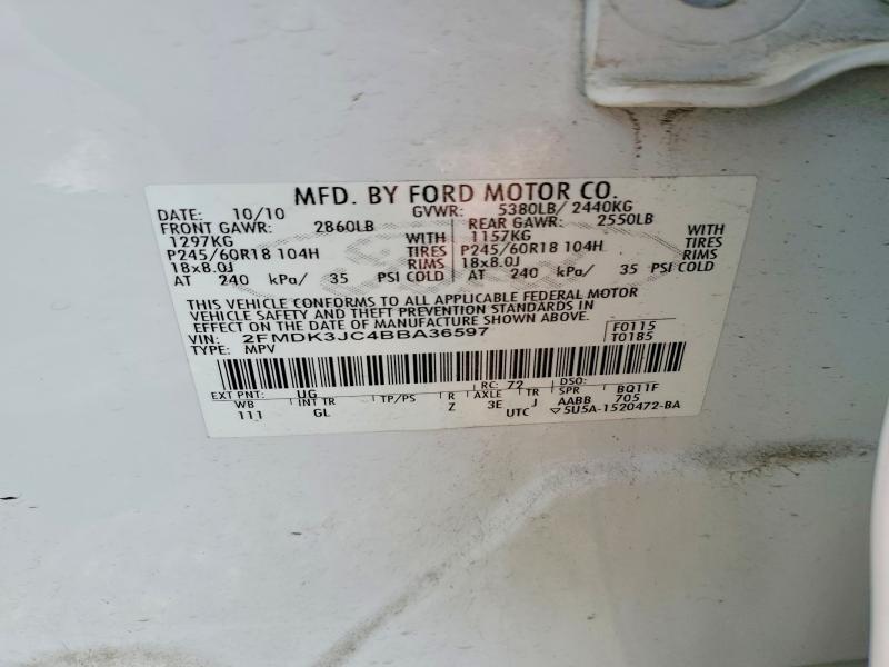 Photo 14 from auction – 2011 FORD EDGE SEL with VIN 2FMDK3JC4BBA36597