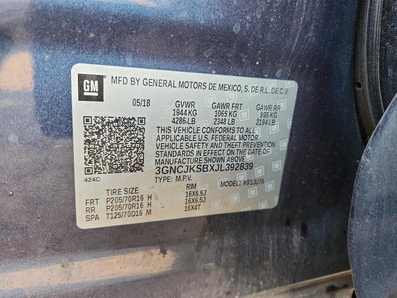 Photo 14 from auction – 2018 CHEVROLET TRAX LS with VIN 3GNCJKSBXJL392839