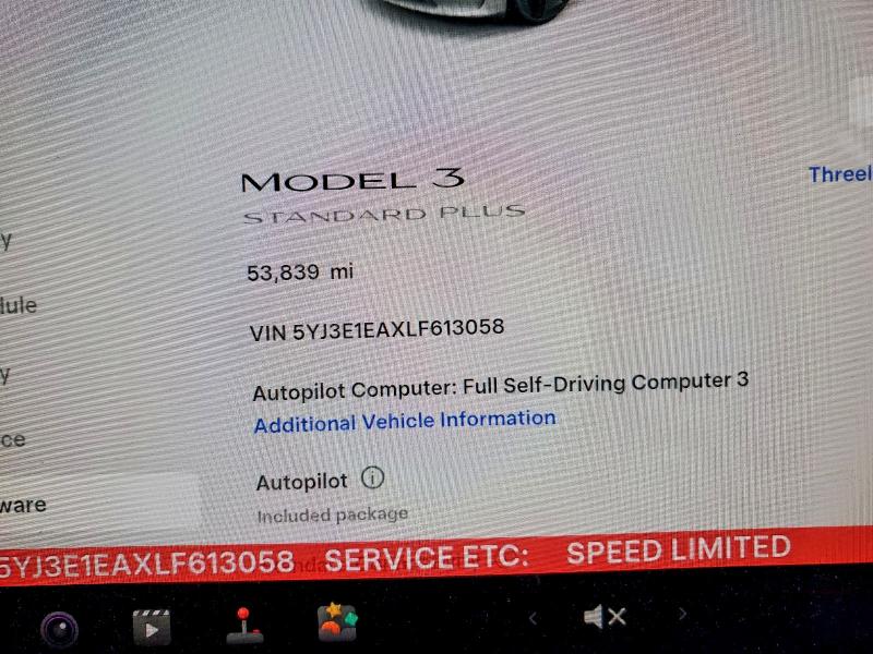 Photo 9 from auction – 2020 TESLA MODEL 3 with VIN 5YJ3E1EAXLF613058