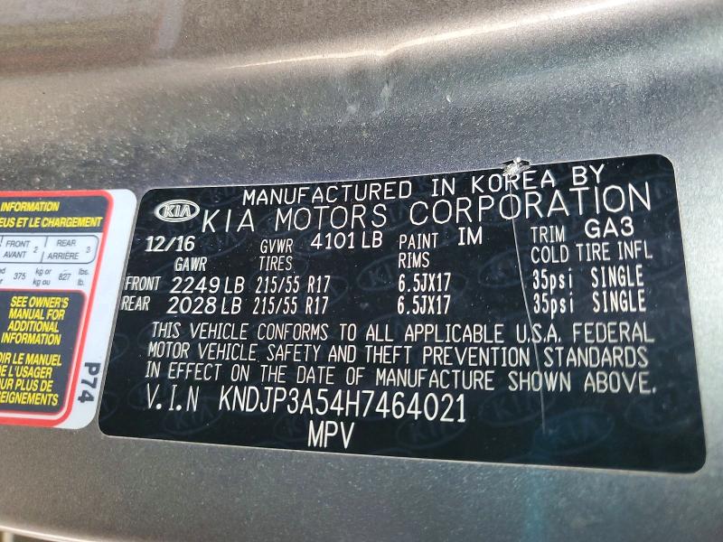Photo 14 from auction – 2017 KIA SOUL with VIN KNDJP3A54H7464021