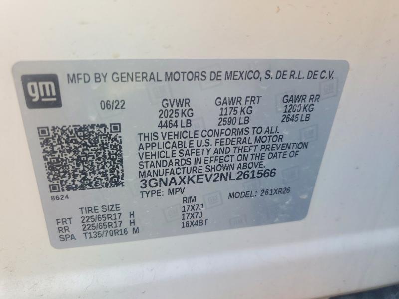 Photo 14 from auction – 2022 CHEVROLET EQUINOX with VIN 3GNAXKEV2NL261566