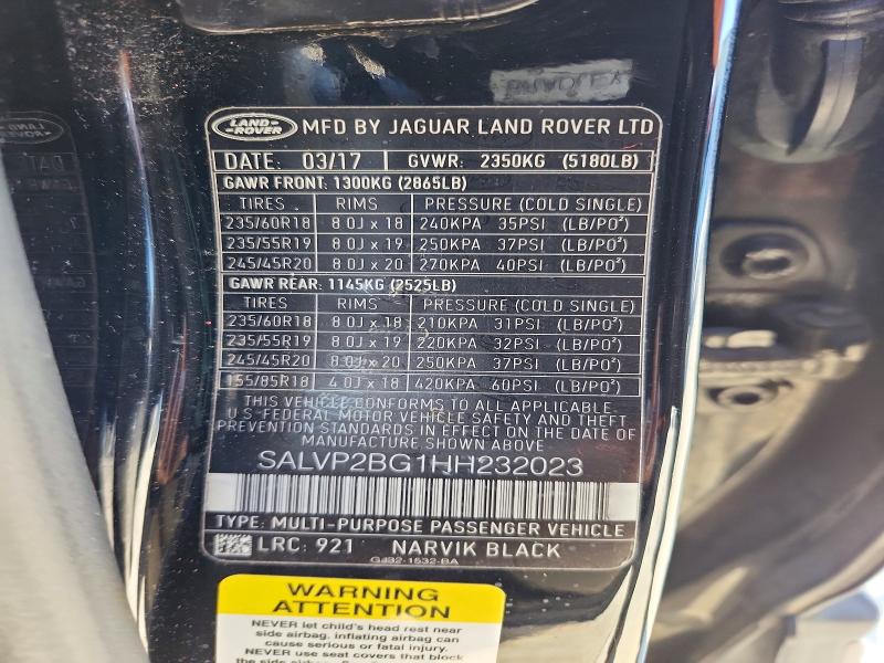 Photo 14 from auction – 2017 LAND ROVER RANGE ROVE with VIN SALVP2BG1HH232023
